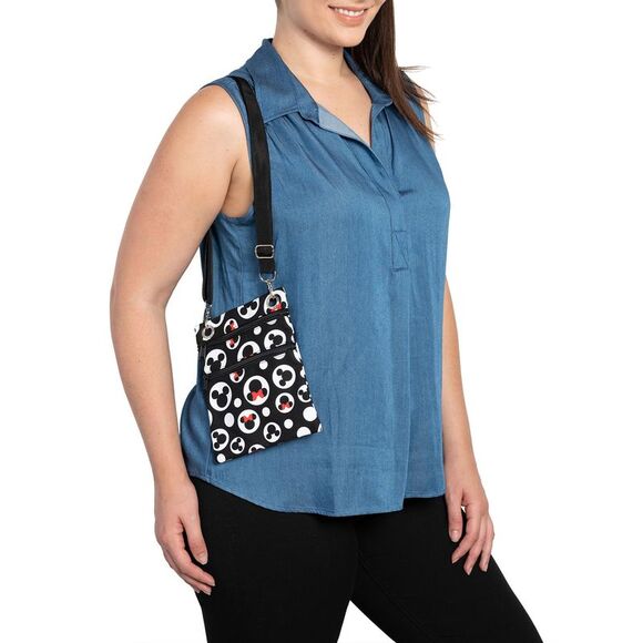 Disney Mickey & Minnie Mouse Passport Bag All-Over Print Travel Crossbody Purse - Picture 3 of 10